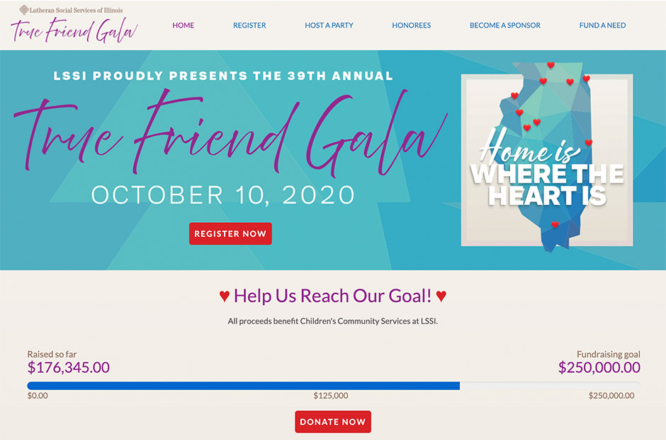 Click here to view the project, True Friend Gala website