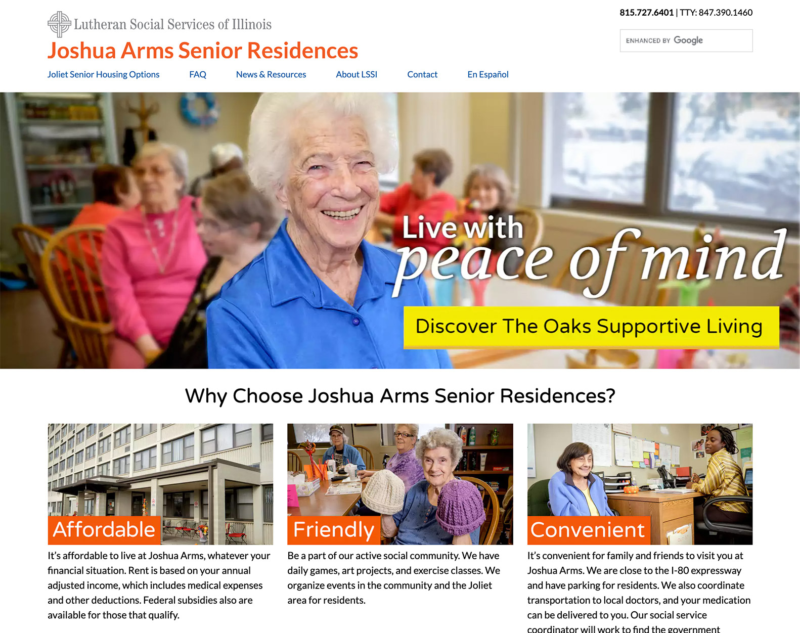 Click here to view a screenshot of Joshua Arms: Homepage - Desktop
