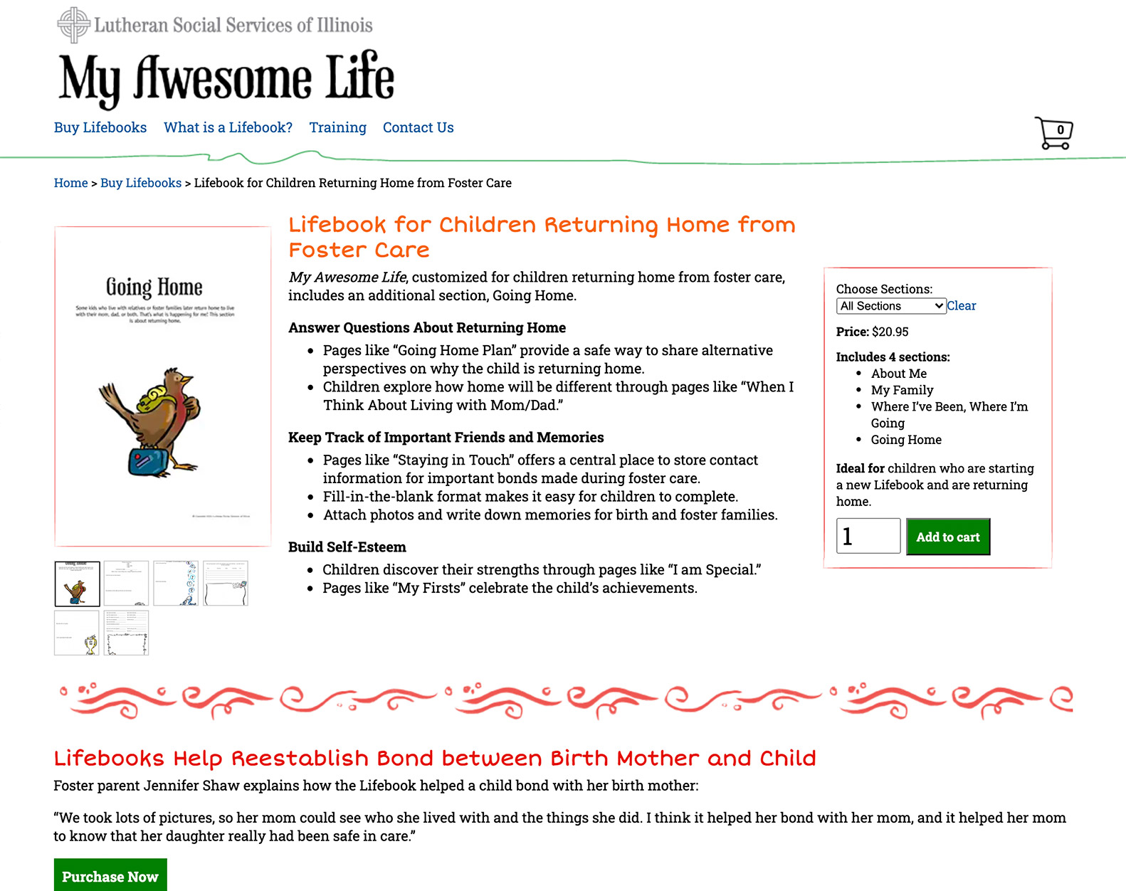 Click here to view a screenshot of My Awesome Life: Lifebook Product Page - Desktop
