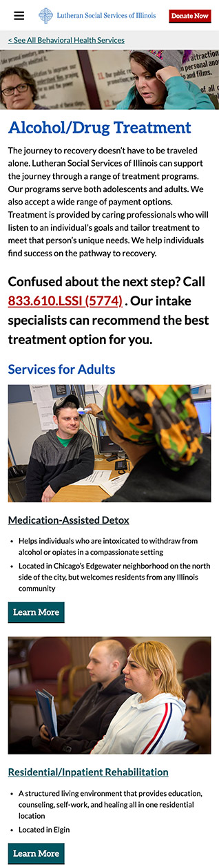 Click here to view a screenshot of LSSI: Alcohol/Drug Treatment Page - Mobile